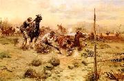 Charles M Russell When Horse Flesh Comes High USA oil painting artist